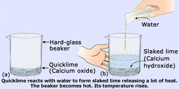 Reaction of quick lime (CaO) with water is an exothermic reaction