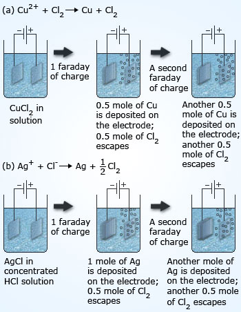 Diagrammatic representation of first law of electrolysis