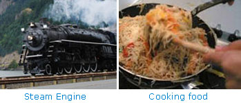 Steam engine and cooking food