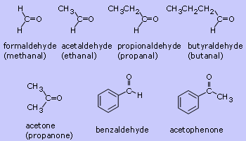 Examples for aldehydes and ketones
