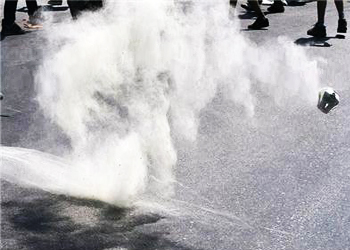 Tear gas used for riot control.