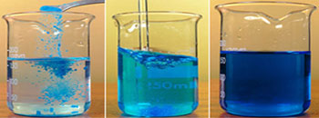 Copper sulfate dissolves in water to form copper sulfate solution
