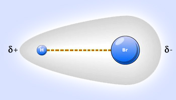 Polar covalent bond in HBr