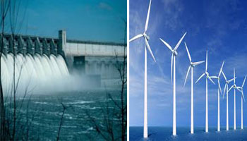 Electricity production from water and wind